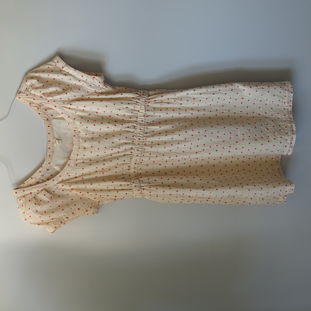J.Crew Cream Cotton Dress with Red Polka Dots
